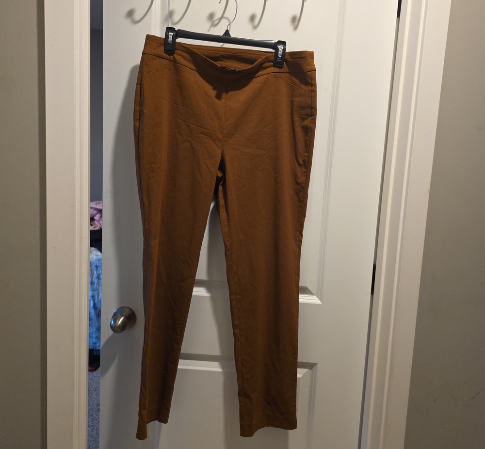 JM Collection Slim Stretch Chinos in Copper Brown